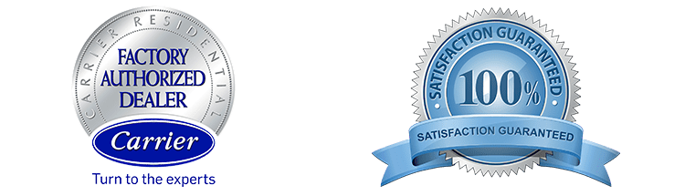 Carrier Factory Authorized Dealer Badge and 100% Guaranteed Badge