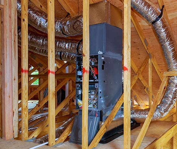 New Furnace installed in an attic