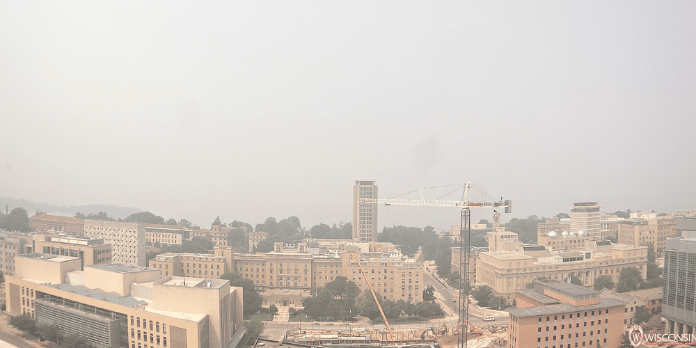 A photo of Madison full of pollution in the sky