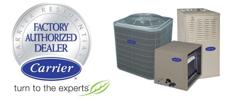 Carrier HVAC products with Factory Authorized Dealer badge