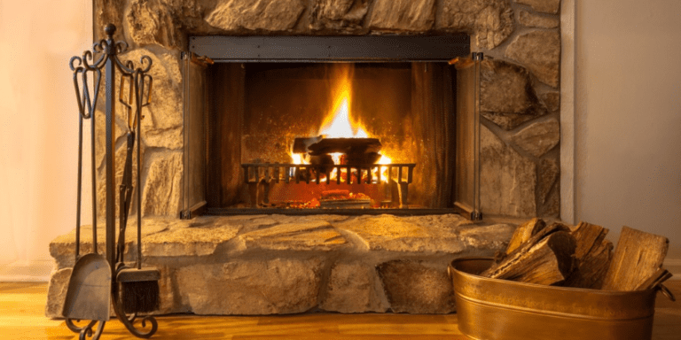 A picture of an indoor fireplace.